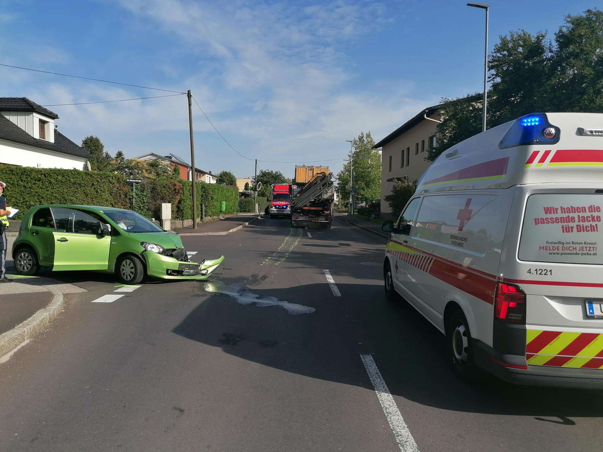 Verkehrsunfall Aufräumarbeiten in Gallneukirchen